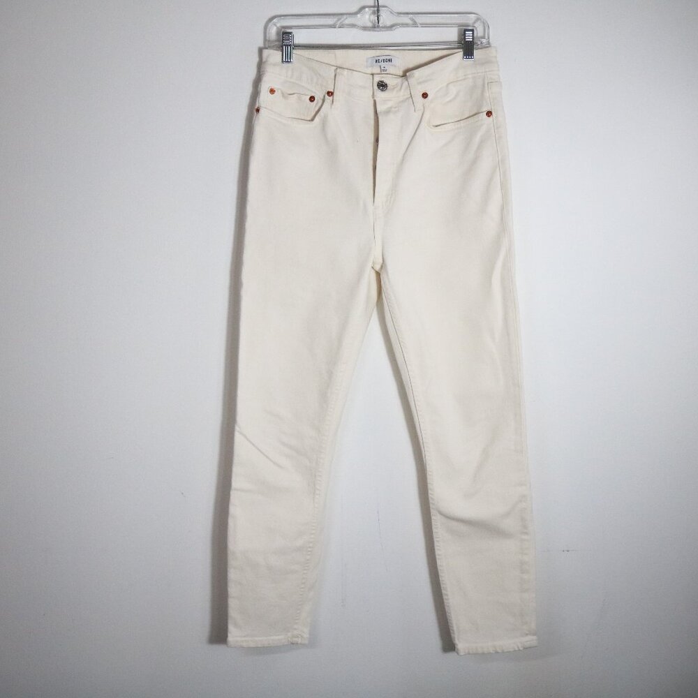 Re/Done Original 90s High Rise Ankle Straight Leg Jeans 29 Vintage White